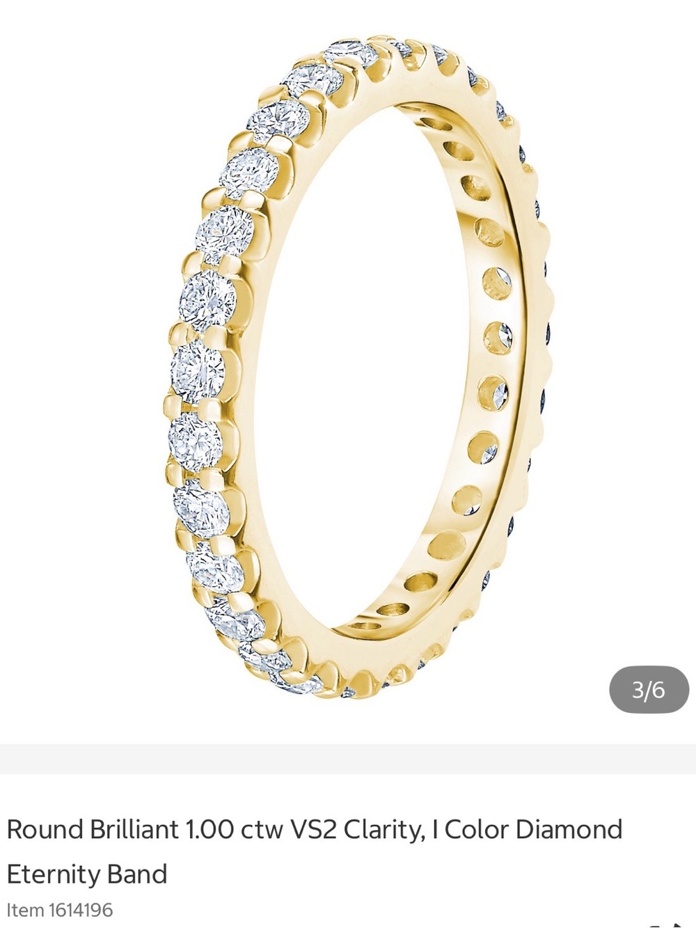Natural Diamond Eternity Band Size 6 
1 carat total weight 18kt Yellow Gold - Picture 9 of 16